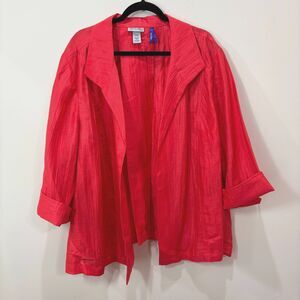 Catherines Maggie Barnes NWT Open Shirt Jacket 4X Coral Pink Linen Lightweight